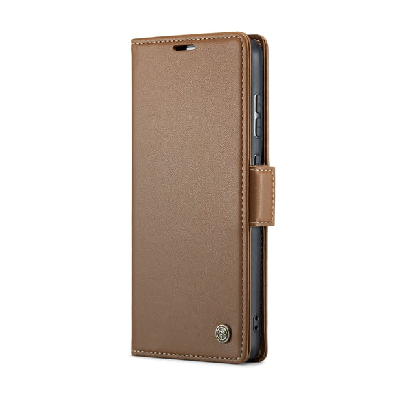 For Samsung Galaxy A55 CaseMe 023 Butterfly Buckle Litchi Texture RFID Anti-theft Leather Phone Case(Brown)