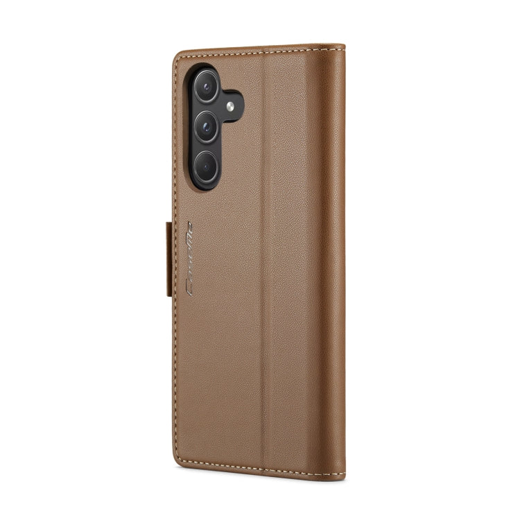 For Samsung Galaxy A55 CaseMe 023 Butterfly Buckle Litchi Texture RFID Anti-theft Leather Phone Case(Brown)