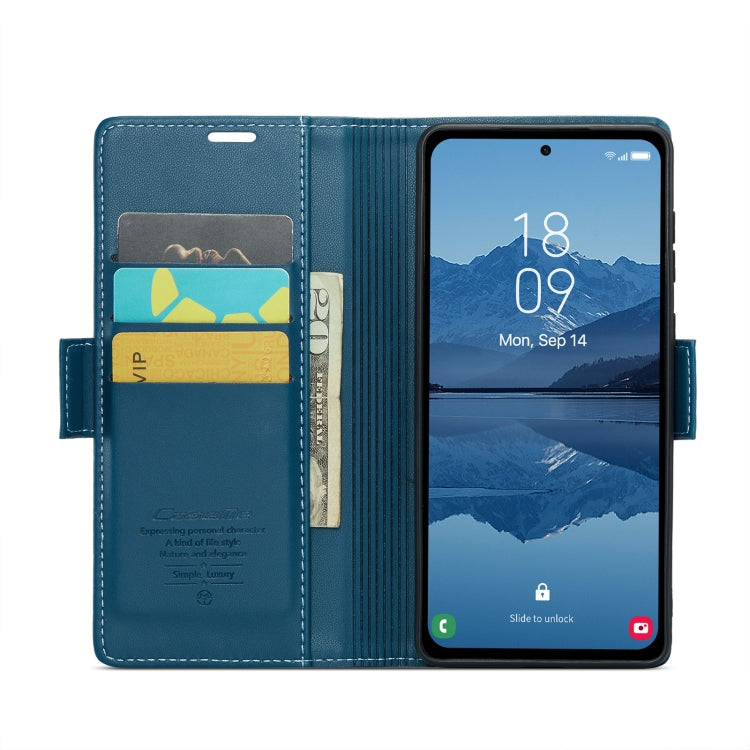 For Samsung Galaxy A55 CaseMe 023 Butterfly Buckle Litchi Texture RFID Anti-theft Leather Phone Case(Blue)