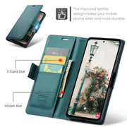 For Samsung Galaxy A55 CaseMe 023 Butterfly Buckle Litchi Texture RFID Anti-theft Leather Phone Case(Pearly Blue)