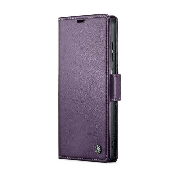 For Samsung Galaxy A55 CaseMe 023 Butterfly Buckle Litchi Texture RFID Anti-theft Leather Phone Case(Pearly Purple)