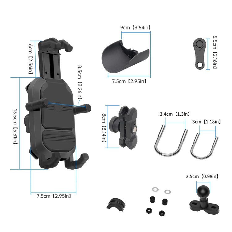 WUPP CS-1848A2 Motorcycle Shock Absorption Riding Phone Holder, Style:Handlebars - free shipping - PMC TechLife - Order now!