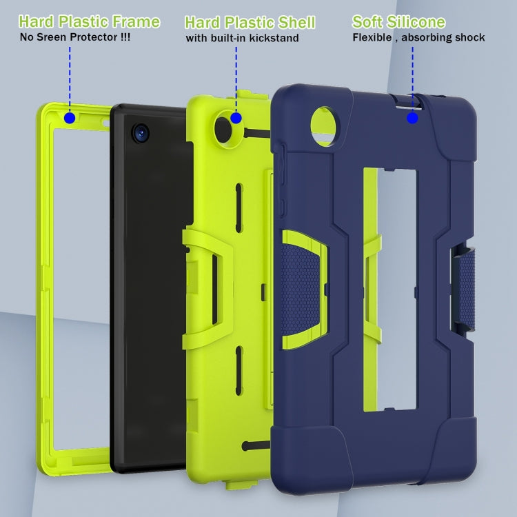 For TCL Tab 8 LE / WiFi Contrast Color Silicone Hybrid PC Tablet Case with Holder(Navy Blue Olivine)