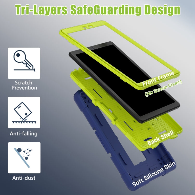 For TCL Tab 8 LE / WiFi Contrast Color Silicone Hybrid PC Tablet Case with Holder(Navy Blue Olivine)