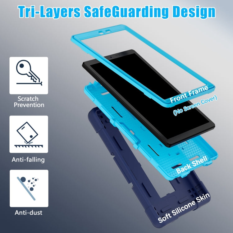 For TCL Tab 8 LE / WiFi Contrast Color Silicone Hybrid PC Tablet Case with Holder(Navy Blue) - Others by PMC TechLife | Online Shopping South Africa | PMC TechLife | Buy Now Pay Later Mobicred