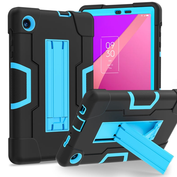For TCL Tab 8 LE / WiFi Contrast Color Silicone Hybrid PC Tablet Case with Holder(Black Blue) - Others by PMC TechLife | Online Shopping South Africa | PMC TechLife | Buy Now Pay Later Mobicred