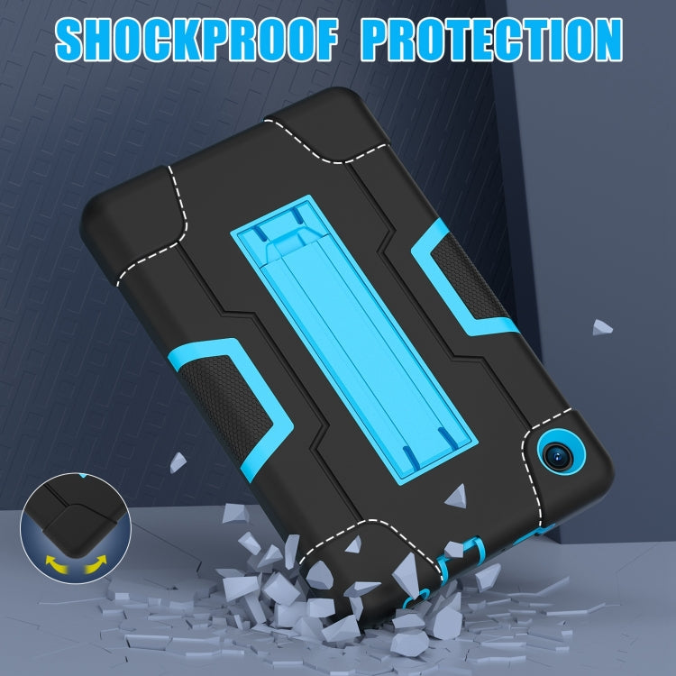 For TCL Tab 8 LE / WiFi Contrast Color Silicone Hybrid PC Tablet Case with Holder(Black Blue) - Others by PMC TechLife | Online Shopping South Africa | PMC TechLife | Buy Now Pay Later Mobicred