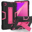 For TCL Tab 8 LE / WiFi Contrast Color Silicone Hybrid PC Tablet Case with Holder(Black Rose Red) - Others by PMC TechLife | Online Shopping South Africa | PMC TechLife | Buy Now Pay Later Mobicred