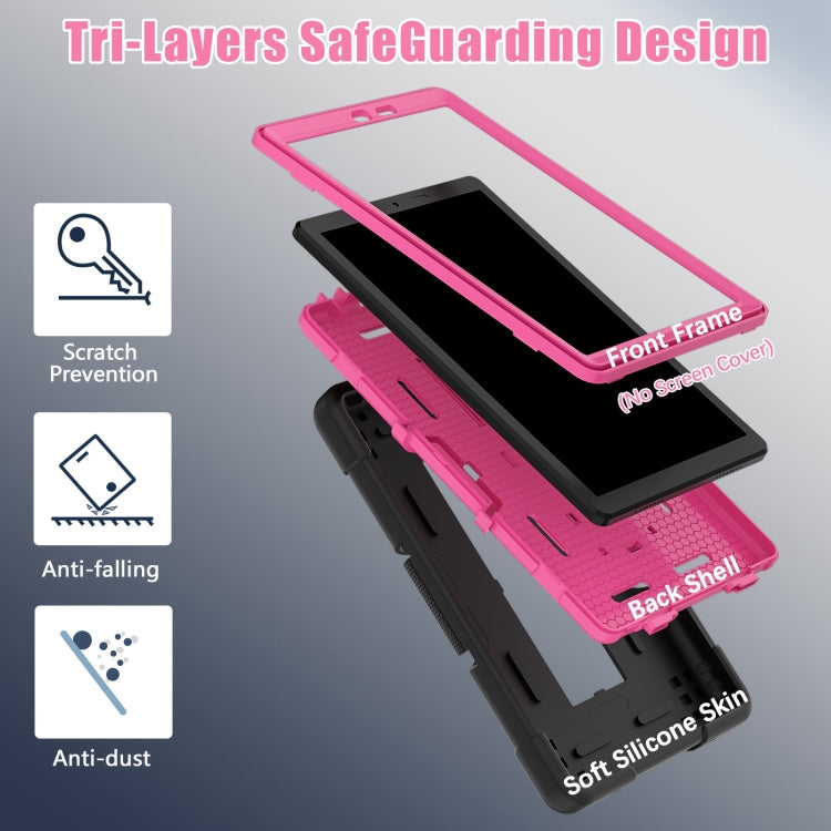 For TCL Tab 8 LE / WiFi Contrast Color Silicone Hybrid PC Tablet Case with Holder(Black Rose Red) - Others by PMC TechLife | Online Shopping South Africa | PMC TechLife | Buy Now Pay Later Mobicred