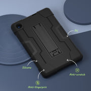 For TCL Tab 8 LE / WiFi Contrast Color Silicone Hybrid PC Tablet Case with Holder(Black)