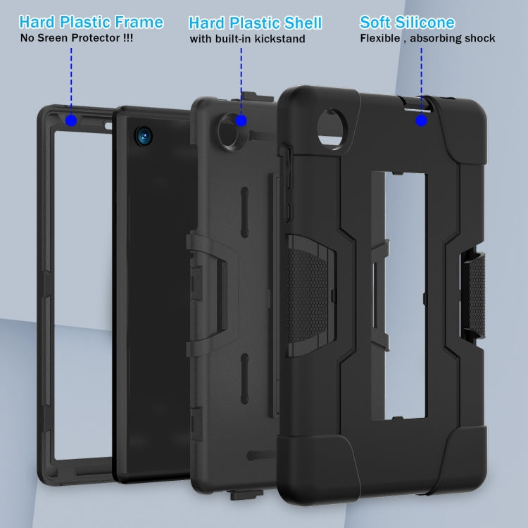 For TCL Tab 8 LE / WiFi Contrast Color Silicone Hybrid PC Tablet Case with Holder(Black) - Others by PMC TechLife | Online Shopping South Africa | PMC TechLife | Buy Now Pay Later Mobicred