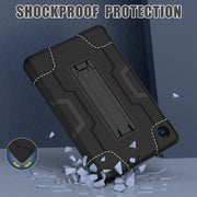 For TCL Tab 8 LE / WiFi Contrast Color Silicone Hybrid PC Tablet Case with Holder(Black)
