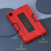 For TCL Tab 8 LE / WiFi Contrast Color Silicone Hybrid PC Tablet Case with Holder(Red Black)
