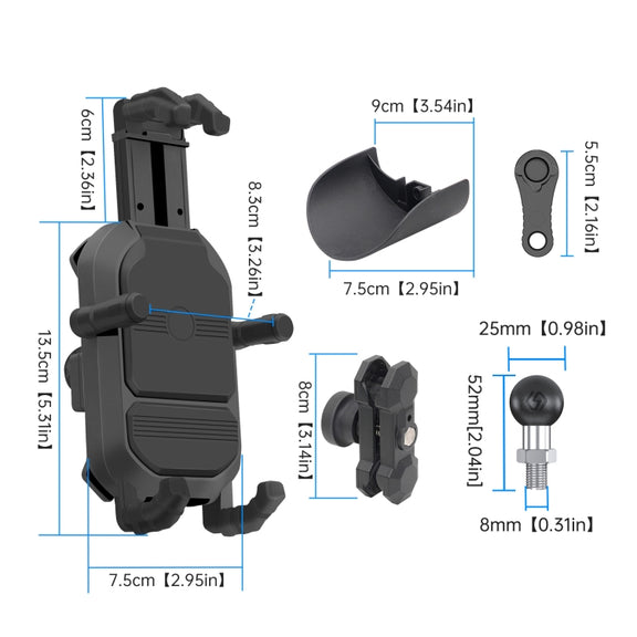 WUPP ZH-1848A1 Motorcycle Shock Absorption Riding Phone Navigation Holder, Style:M8 Ball Joint