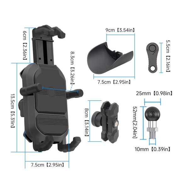 WUPP ZH-1848A2 Motorcycle Shock Absorption Riding Phone Navigation Holder, Style:M10 Ball Joint
