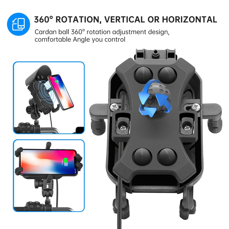 WUPP ZH-1848B1 15W Motorcycle Wireless Fast Charging Phone Navigation Holder, Style:M8 Ball Joint - free shipping - PMC TechLife - Order now!