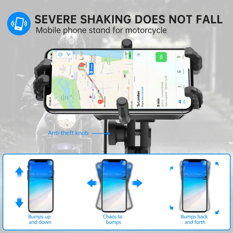 WUPP ZH-1848B2 15W Motorcycle Wireless Fast Charging Phone Navigation Holder, Style:M10 Ball Joint - Holder by WUPP | Online Shopping South Africa | PMC TechLife | Buy Now Pay Later Mobicred