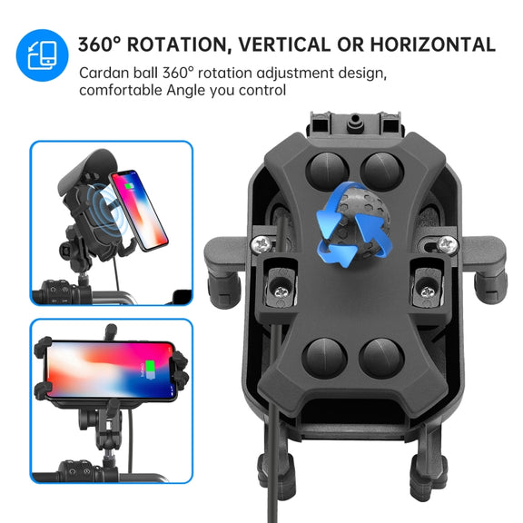 WUPP ZH-1848B2 15W Motorcycle Wireless Fast Charging Phone Navigation Holder, Style:M10 Ball Joint