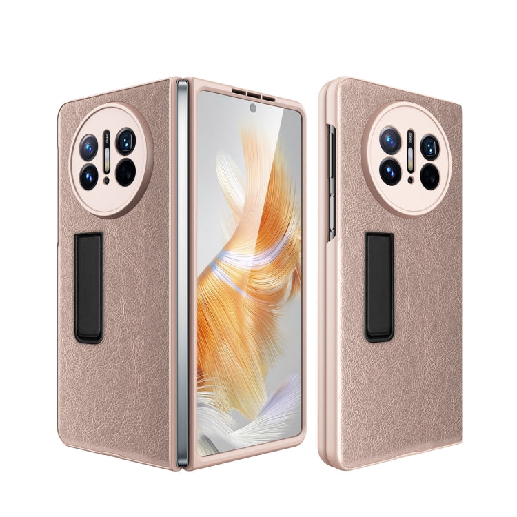 For Huawei Mate X3 Litchi Texture Integrated Shockproof Phone Case with Holder(Gold) - Huawei Cases by PMC TechLife | Online Shopping South Africa | PMC TechLife | Buy Now Pay Later Mobicred