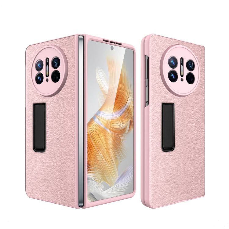 For Huawei Mate X3 Litchi Texture Integrated Shockproof Phone Case with Holder(Pink) - Huawei Cases by PMC TechLife | Online Shopping South Africa | PMC TechLife | Buy Now Pay Later Mobicred