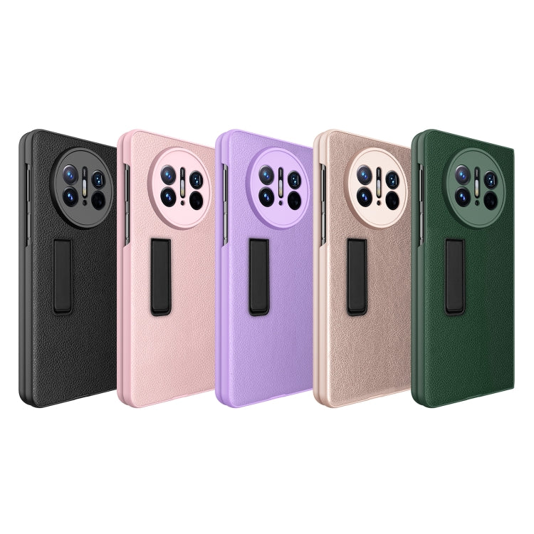 For Huawei Mate X3 Litchi Texture Integrated Shockproof Phone Case with Holder(Gold) - Huawei Cases by PMC TechLife | Online Shopping South Africa | PMC TechLife | Buy Now Pay Later Mobicred