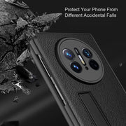 For Huawei Mate X3 Litchi Texture Integrated Shockproof Phone Case with Holder(Gold)
