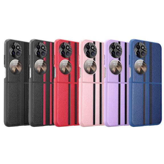 For Huawei P50 Pocket  Litchi Texture PU Shockproof Phone Case(Pink)