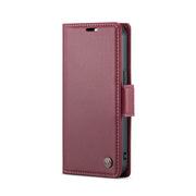 For iPhone 13 CaseMe 023 Butterfly Buckle Litchi Texture RFID Anti-theft Leather Phone Case(Wine Red)