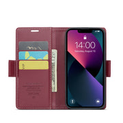 For iPhone 13 CaseMe 023 Butterfly Buckle Litchi Texture RFID Anti-theft Leather Phone Case(Wine Red)
