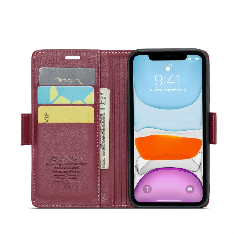 For iPhone 11 CaseMe 023 Butterfly Buckle Litchi Texture RFID Anti-theft Leather Phone Case(Wine Red) - iPhone 11 Cases by CaseMe | Online Shopping South Africa | PMC TechLife | Buy Now Pay Later Mobicred