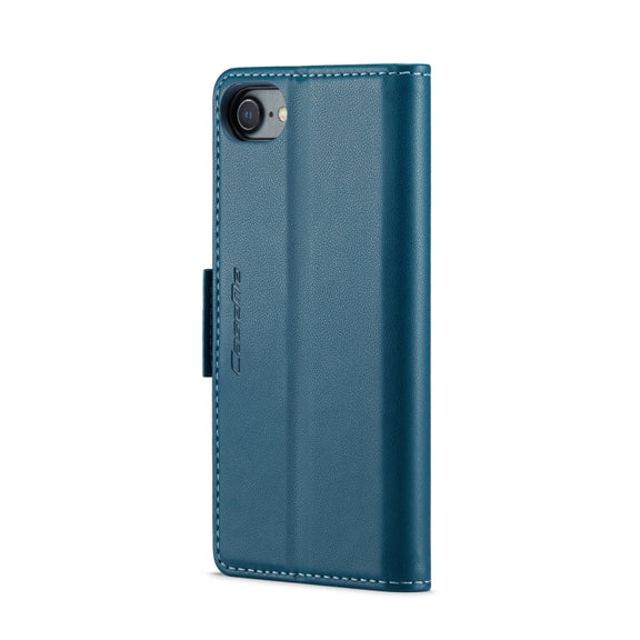 For iPhone SE 2022/SE 2020/6/7/8 CaseMe 023 Butterfly Buckle Litchi Texture RFID Anti-theft Leather Phone Case(Blue)