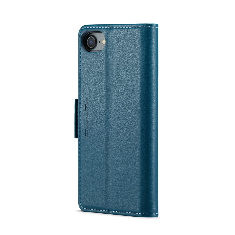 For iPhone SE 2022/SE 2020/6/7/8 CaseMe 023 Butterfly Buckle Litchi Texture RFID Anti-theft Leather Phone Case(Blue)