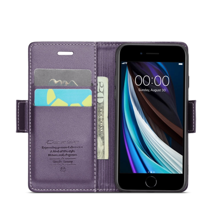 For iPhone SE 2022/SE 2020/6/7/8 CaseMe 023 Butterfly Buckle Litchi Texture RFID Anti-theft Leather Phone Case(Pearly Purple) - More iPhone Cases by CaseMe | Online Shopping South Africa | PMC TechLife | Buy Now Pay Later Mobicred