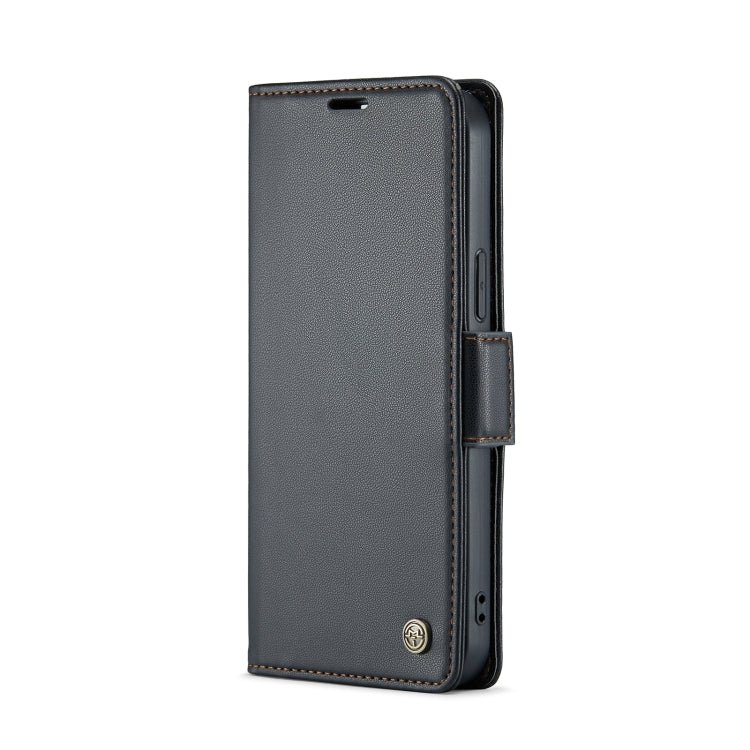 For iPhone 15 Pro Max CaseMe 023 Butterfly Buckle Litchi Texture RFID Anti-theft Leather Phone Case(Black)