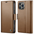 For iPhone 15 Pro Max CaseMe 023 Butterfly Buckle Litchi Texture RFID Anti-theft Leather Phone Case(Brown) - iPhone 15 Pro Max Cases by CaseMe | Online Shopping South Africa | PMC Jewellery | Buy Now Pay Later Mobicred