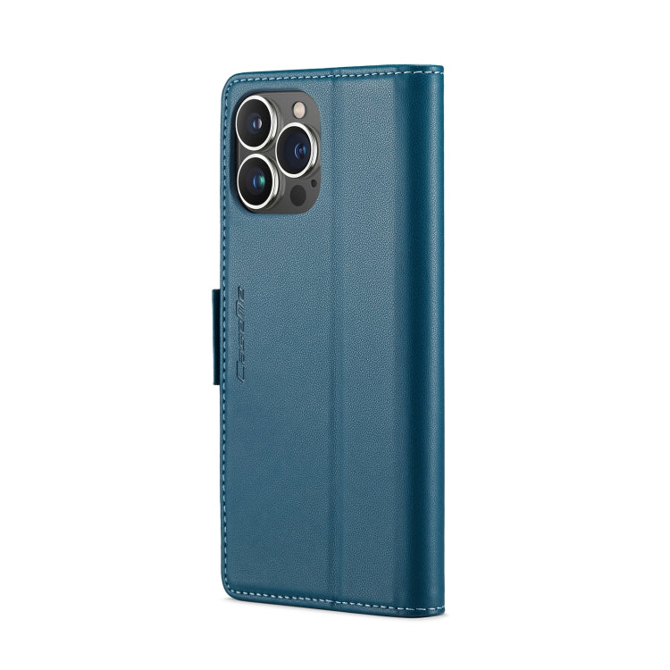 For iPhone 15 Pro Max CaseMe 023 Butterfly Buckle Litchi Texture RFID Anti-theft Leather Phone Case(Blue) - free shipping - PMC Jewellery - Order now!