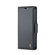 For iPhone 15 CaseMe 023 Butterfly Buckle Litchi Texture RFID Anti-theft Leather Phone Case(Black)