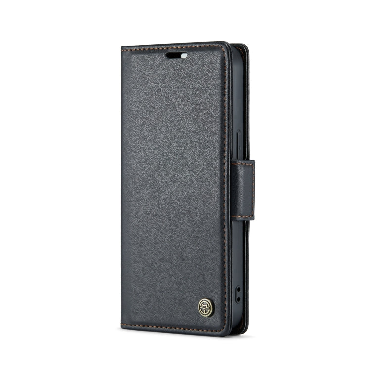 For iPhone 15 CaseMe 023 Butterfly Buckle Litchi Texture RFID Anti-theft Leather Phone Case(Black)