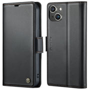 For iPhone 15 CaseMe 023 Butterfly Buckle Litchi Texture RFID Anti-theft Leather Phone Case(Black)