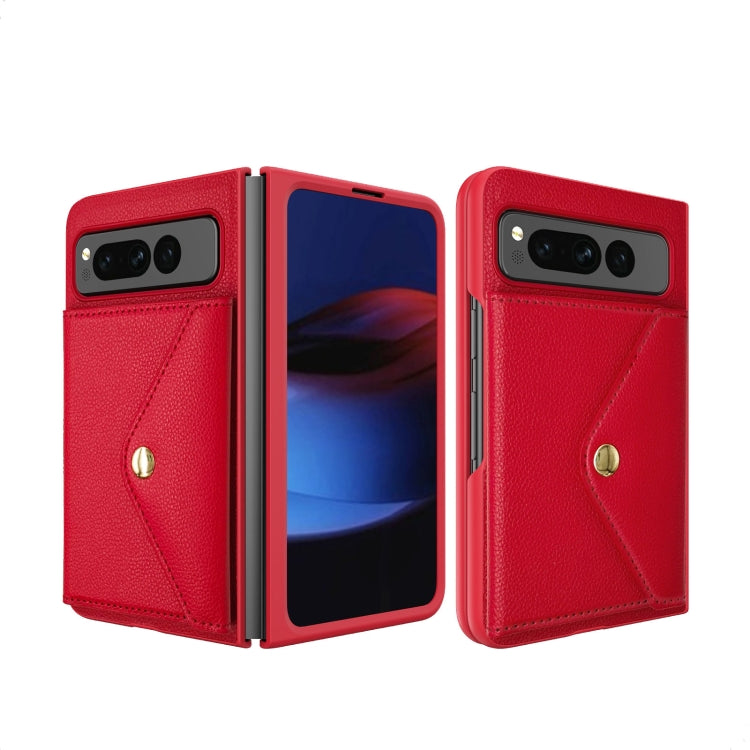 For Google Pixel Fold Litchi Texture Integrated Phone Case with Card Bag(Red) - Google Cases by PMC TechLife | Online Shopping South Africa | PMC TechLife | Buy Now Pay Later Mobicred