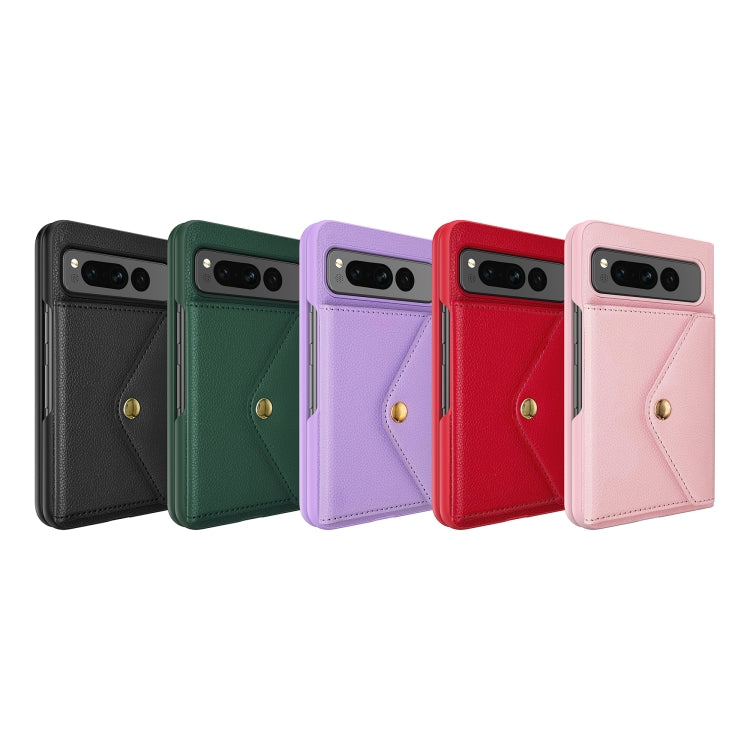 For Google Pixel Fold Litchi Texture Integrated Phone Case with Card Bag(Green)