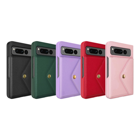 For Google Pixel Fold Litchi Texture Integrated Phone Case with Card Bag(Red)