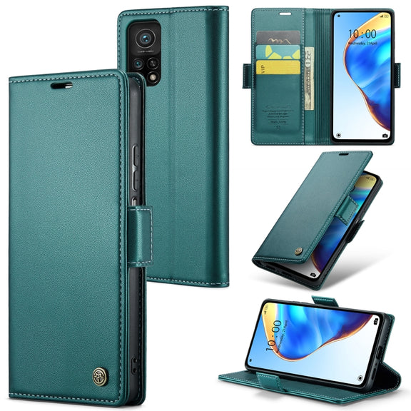 For Xiaomi Mi 10T 5G／10T Pro 5G CaseMe 023 Butterfly Buckle Litchi Texture RFID Anti-theft Leather Phone Case(Pearly Blue)