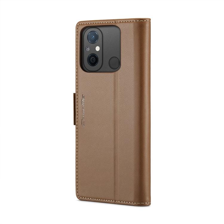 For Xiaomi Redmi 11A/12C CaseMe 023 Butterfly Buckle Litchi Texture RFID Anti-theft Leather Phone Case(Brown) - free shipping - PMC Jewellery - Order now!