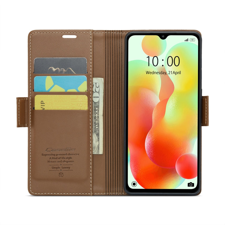 For Xiaomi Redmi 11A/12C CaseMe 023 Butterfly Buckle Litchi Texture RFID Anti-theft Leather Phone Case(Brown) - free shipping - PMC Jewellery - Order now!