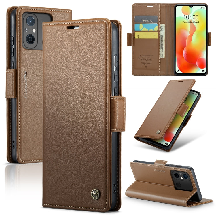 For Xiaomi Redmi 11A/12C CaseMe 023 Butterfly Buckle Litchi Texture RFID Anti-theft Leather Phone Case(Brown) - free shipping - PMC Jewellery - Order now!
