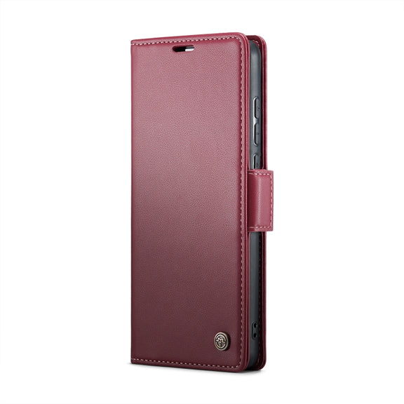 For Xiaomi Redmi 11A/12C CaseMe 023 Butterfly Buckle Litchi Texture RFID Anti-theft Leather Phone Case(Wine Red)