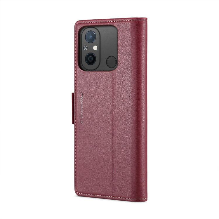 For Xiaomi Redmi 11A/12C CaseMe 023 Butterfly Buckle Litchi Texture RFID Anti-theft Leather Phone Case(Wine Red)