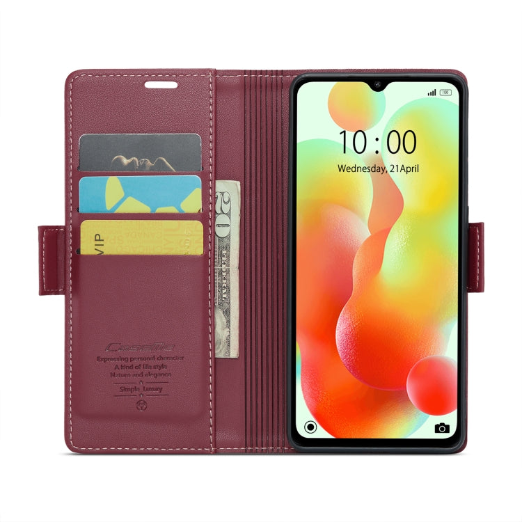 For Xiaomi Redmi 11A/12C CaseMe 023 Butterfly Buckle Litchi Texture RFID Anti-theft Leather Phone Case(Wine Red)