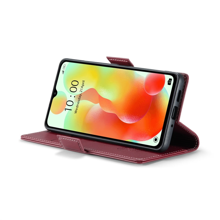 For Xiaomi Redmi 11A/12C CaseMe 023 Butterfly Buckle Litchi Texture RFID Anti-theft Leather Phone Case(Wine Red)